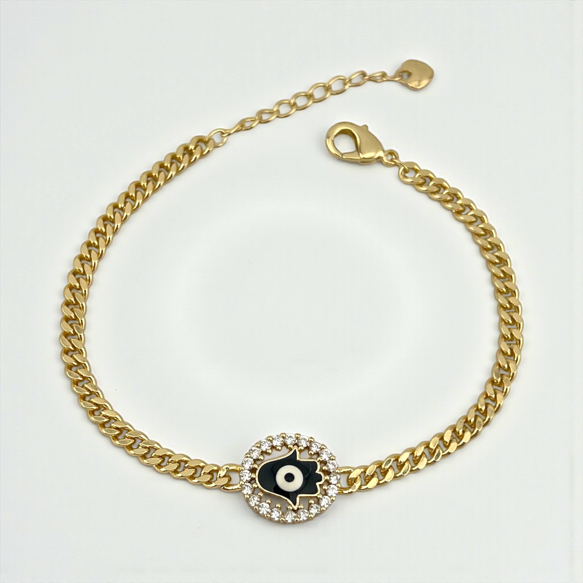 Hamsa Evil Eye Chain Bracelet – Protection with a Luxe Touch ✨