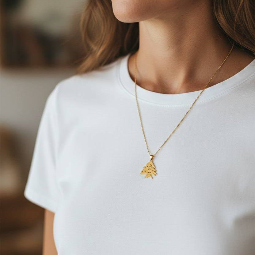 Lebanese small arz Cedar Tree Pendant Necklace – Elegant & Meaningful ✨