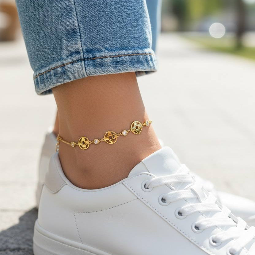 Golden Circle Charm Anklet