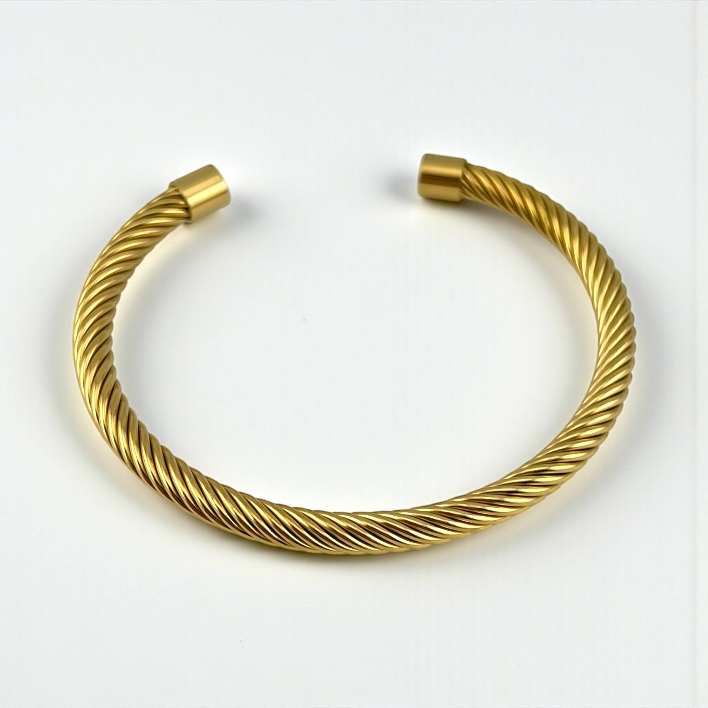 Golden Cable Twist Bangle
