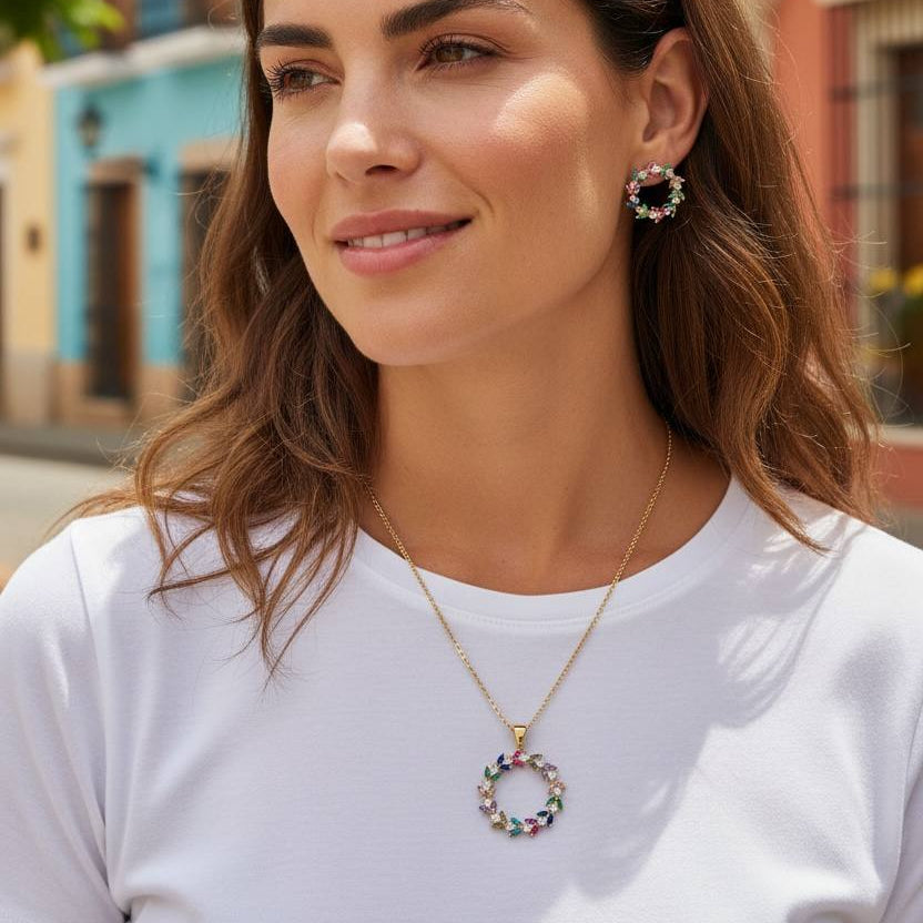 colored Bloom Set β Necklace & Earrings