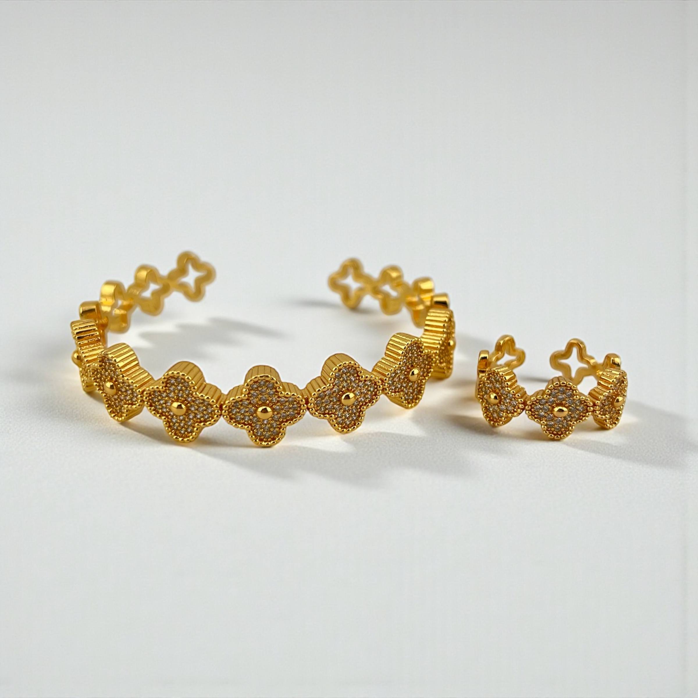 Golden Bloom Luxe Set (Bracelet & Ring)