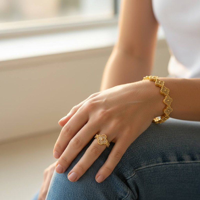 Golden Bloom Luxe Set (Bracelet & Ring)