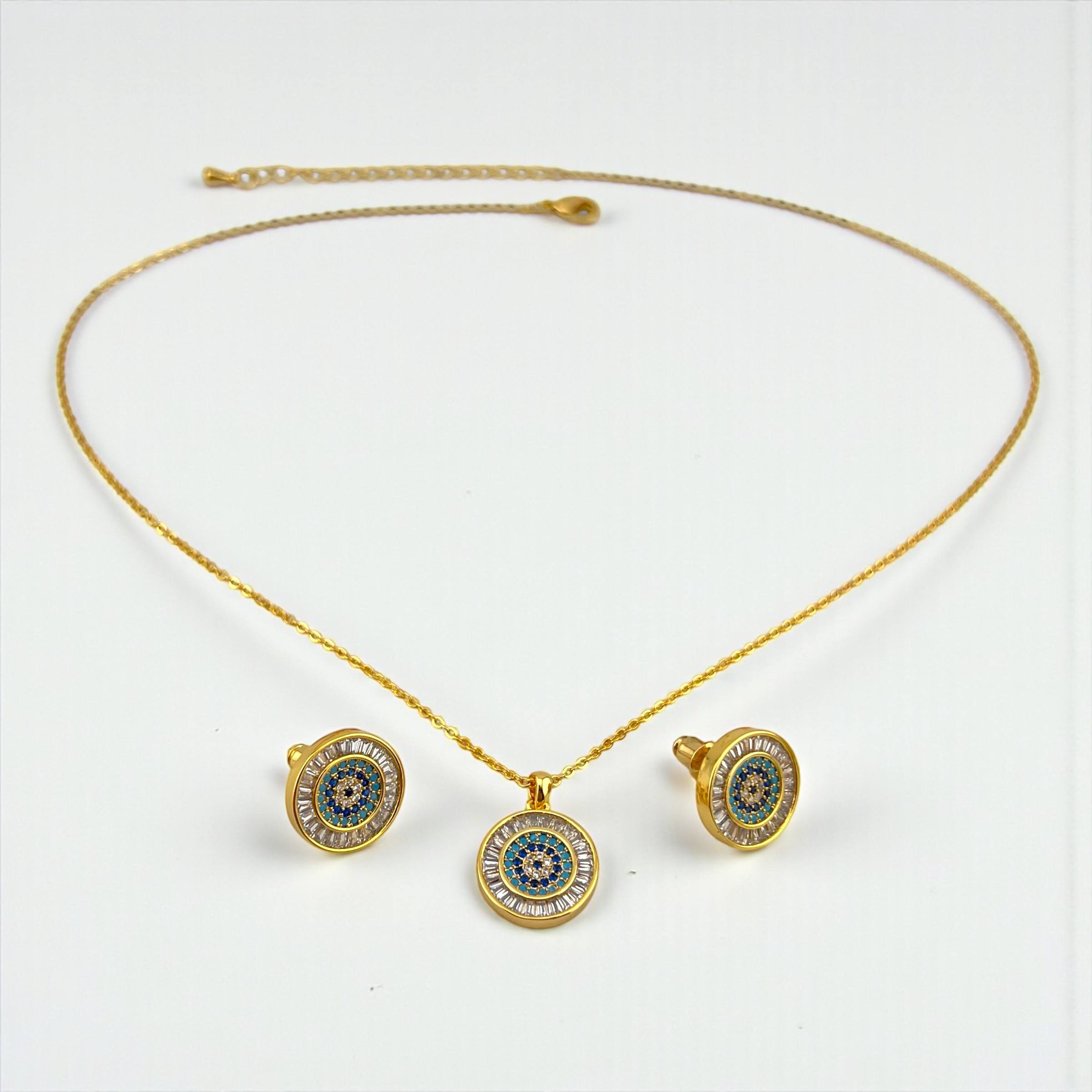 🧿 Midnight Aura Set – Evil Eye Pendant + Studs