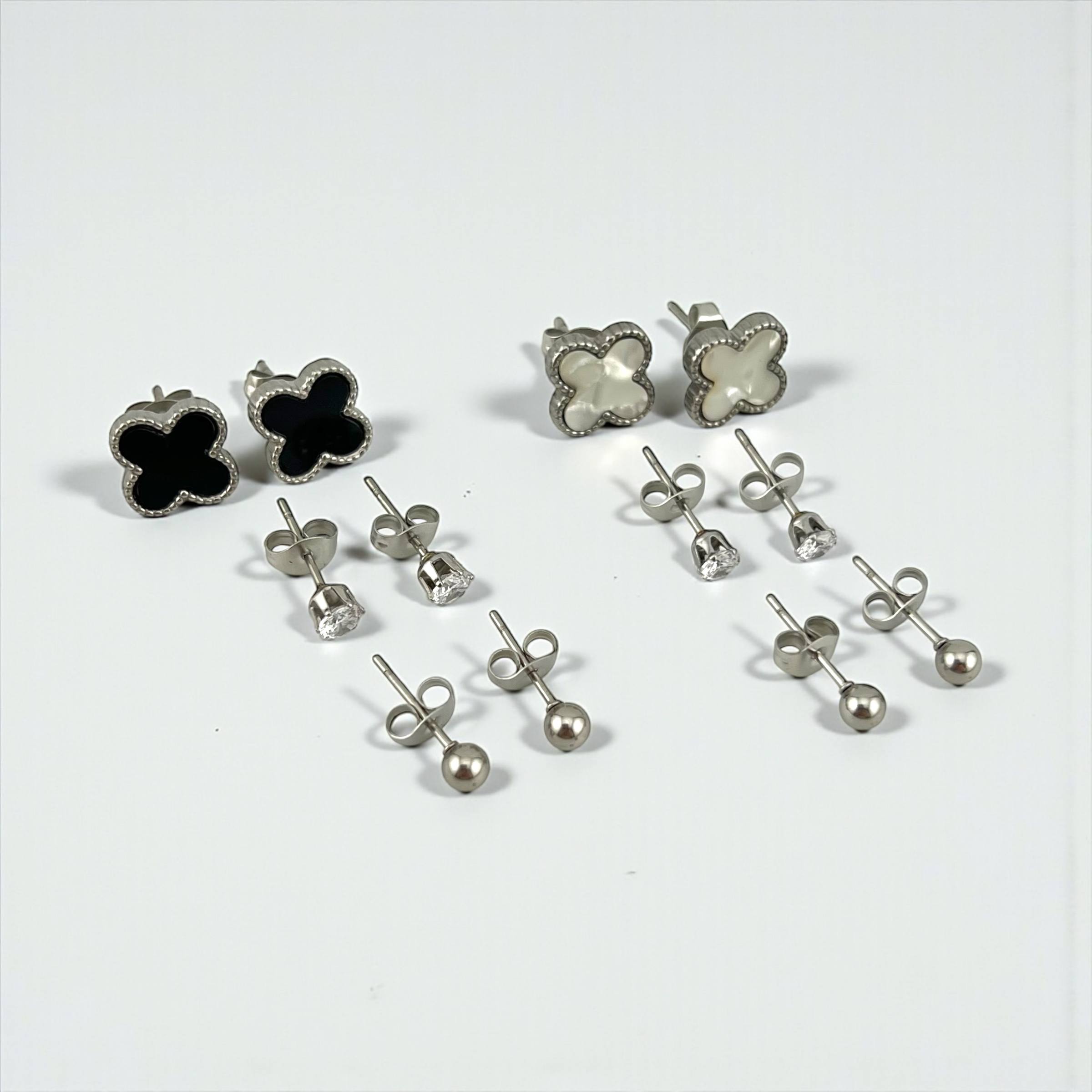 ✨ Silver Trio Stud Earrings Set