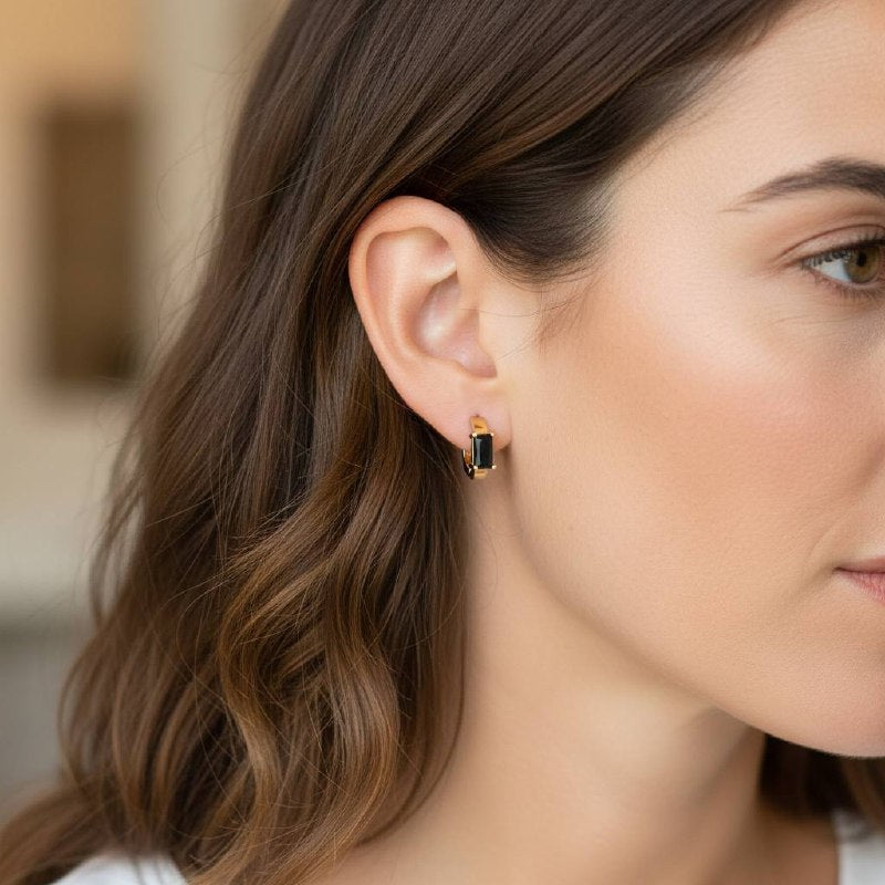 Gemstone Glow Huggie Hoop Earrings