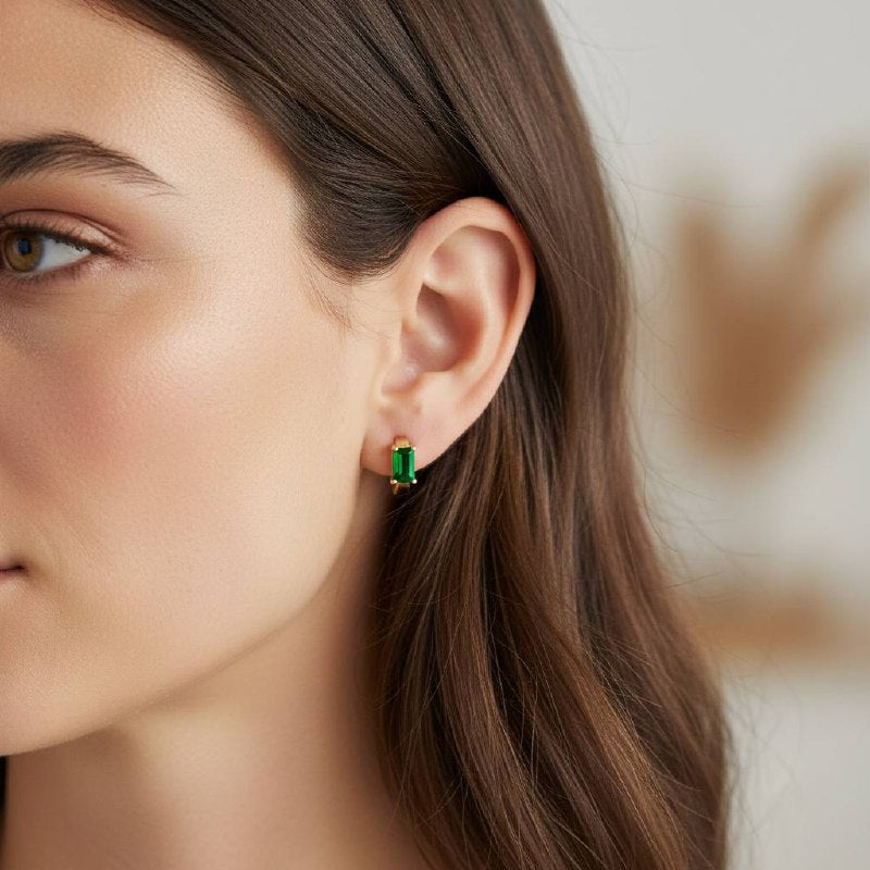 Gemstone Glow Huggie Hoop Earrings