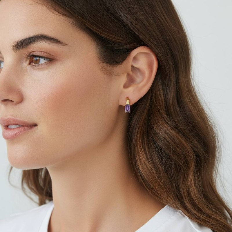 Gemstone Glow Huggie Hoop Earrings