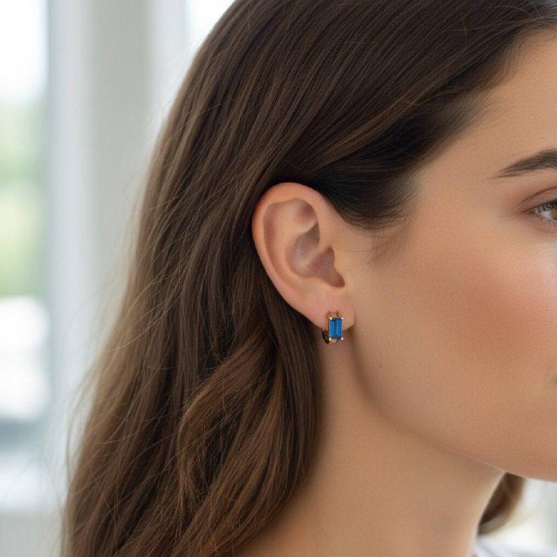 Gemstone Glow Huggie Hoop Earrings