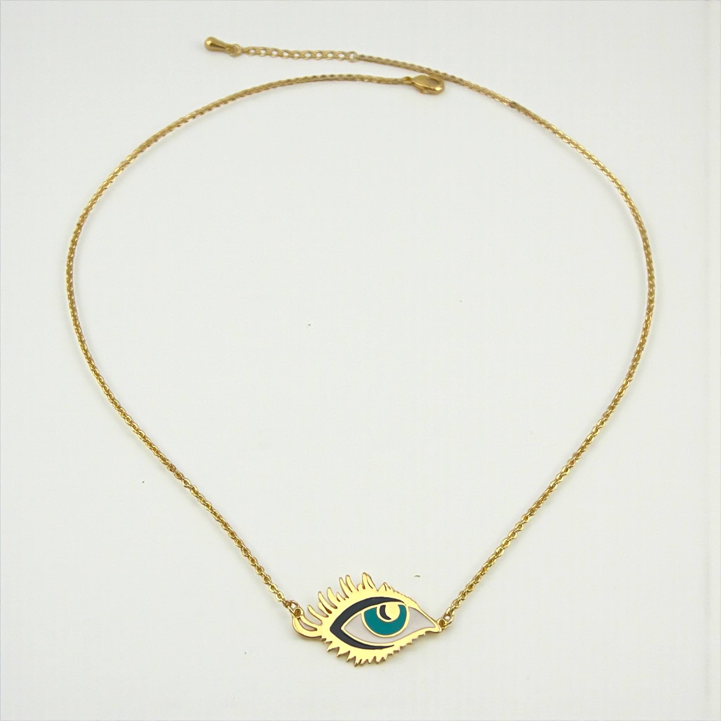 Haifa's eye Necklace – Evil Eye Pendant in Gold Enamel