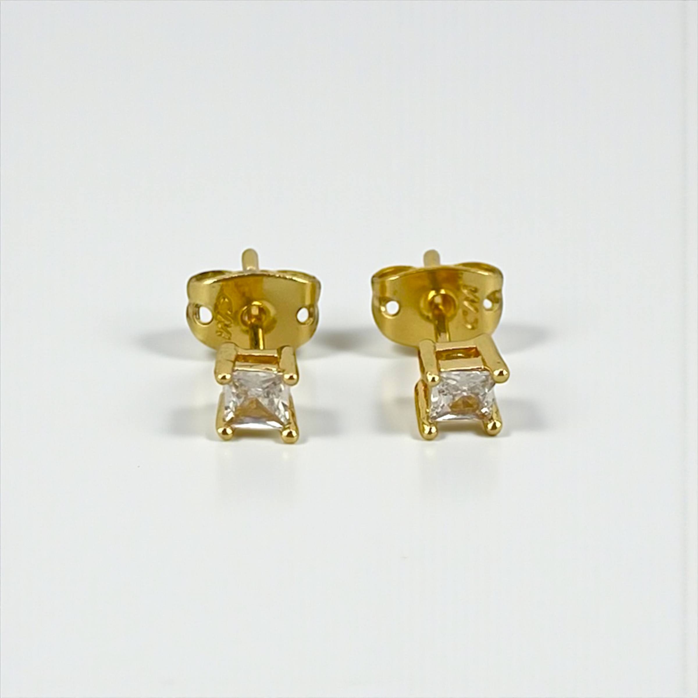 Square-Cut Stud gold Earrings – Gold Plated & Hypoallergenic