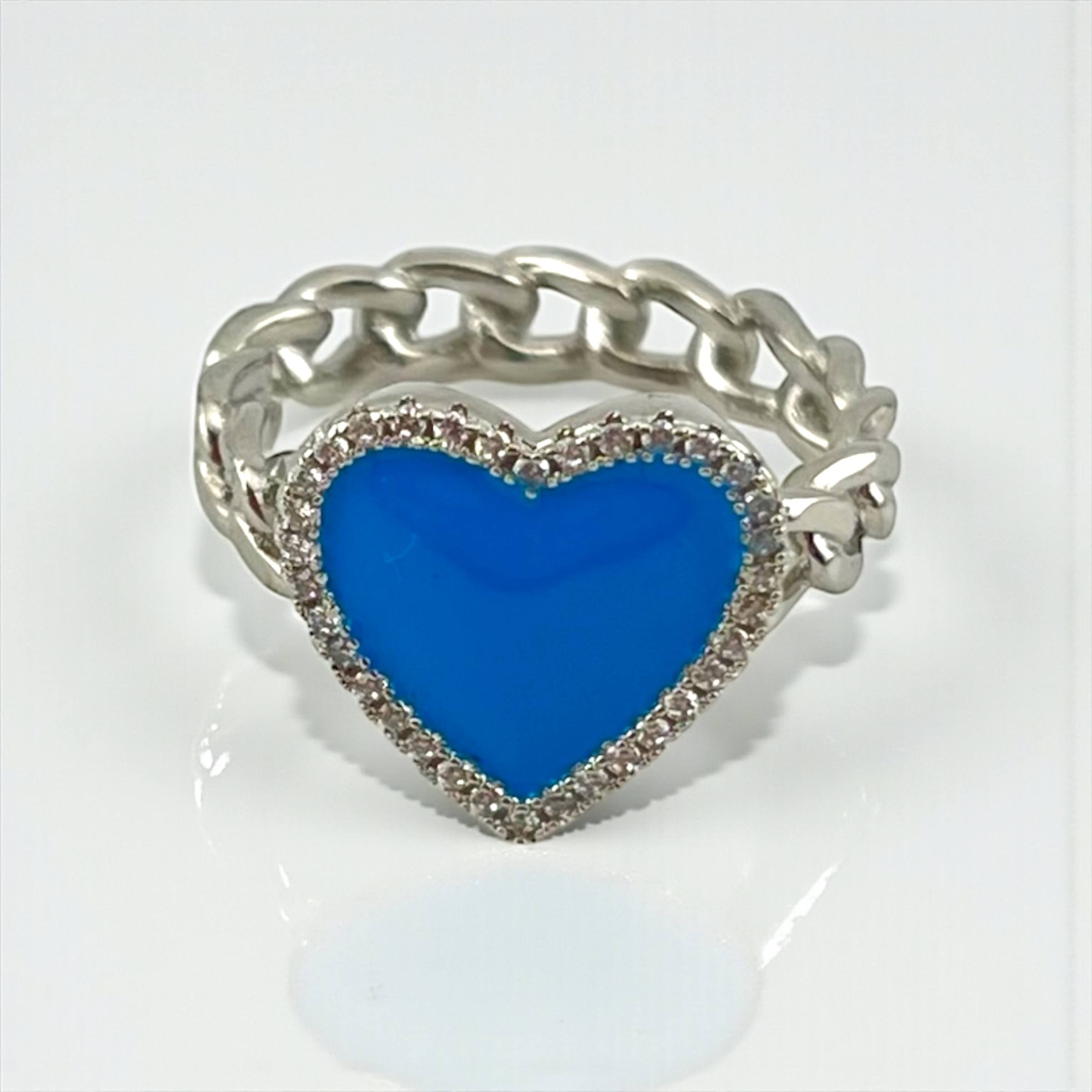 💖 Enchanted Heart Chain Rings – Silver Finish