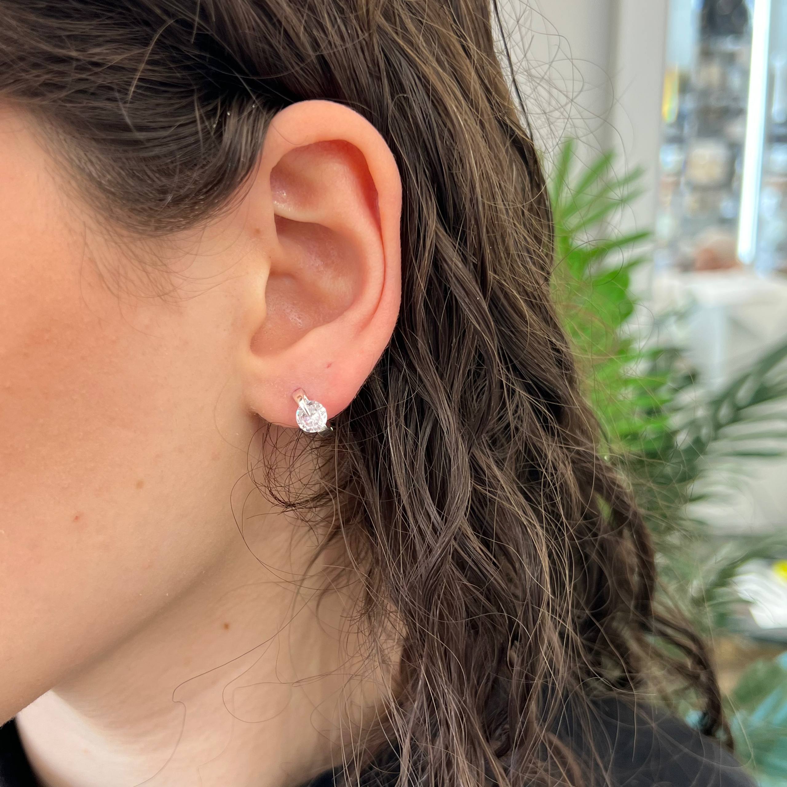 Crystal Glow Silver color Hoops earrings