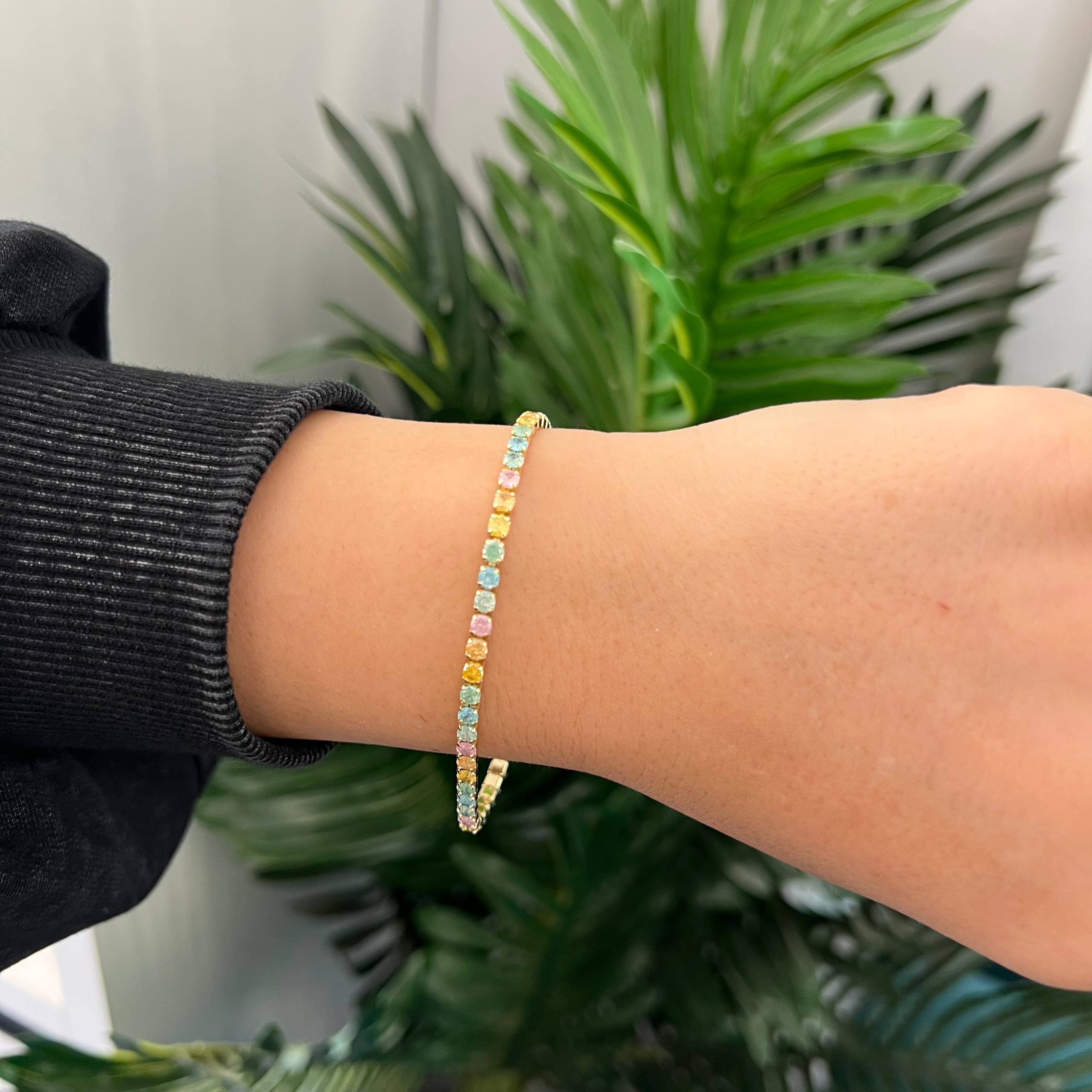 vibrant color Rainbow Glow Tennis Bracelet š