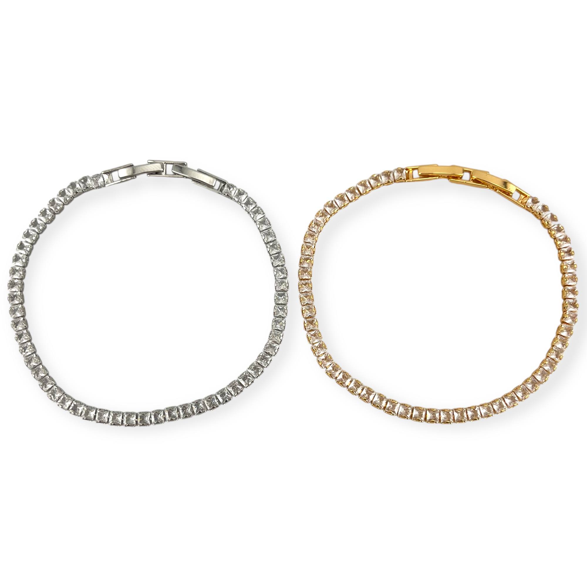 Diamond Edge Tennis Bracelet (Gold & Silver)