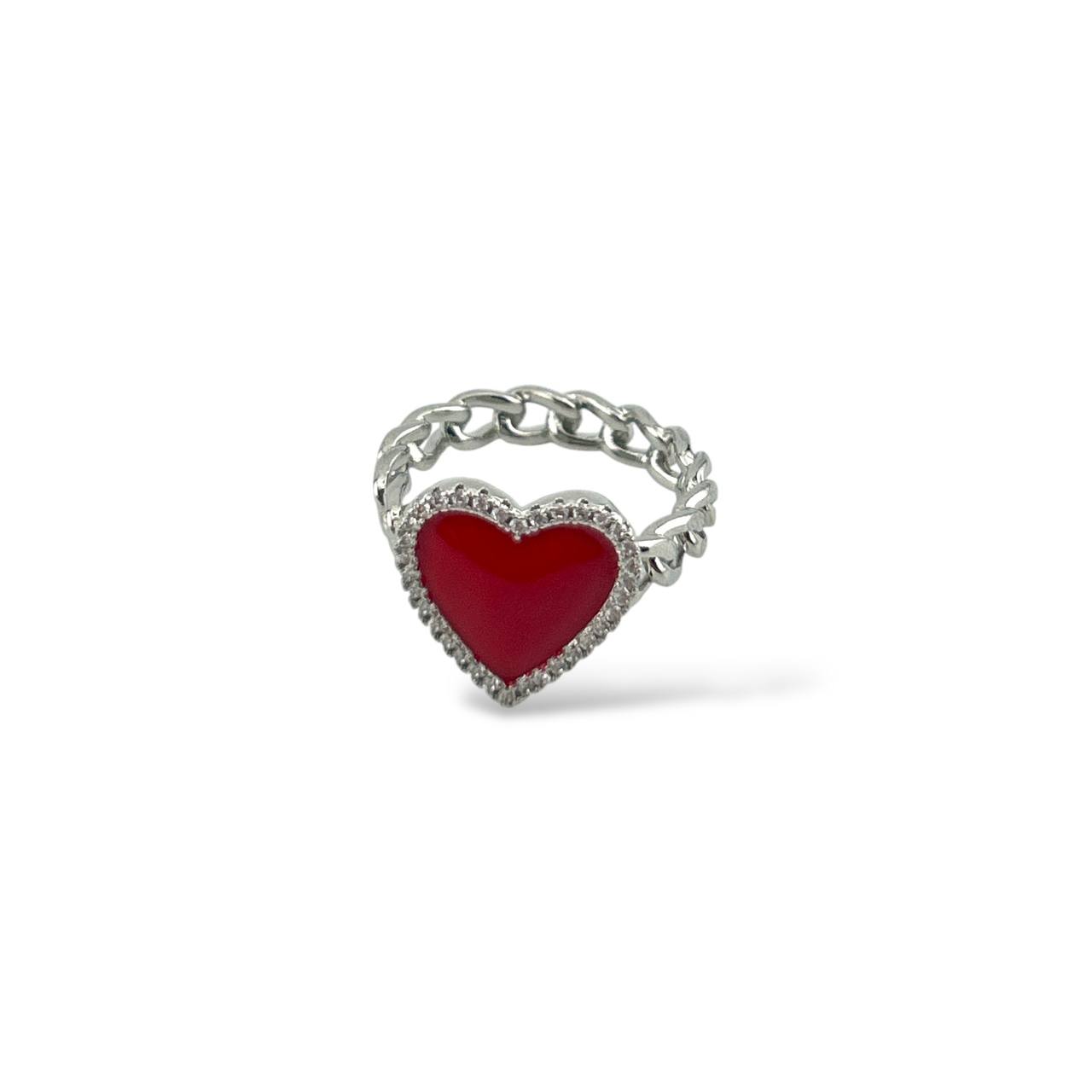 💖 Enchanted Heart Chain Rings – Silver Finish