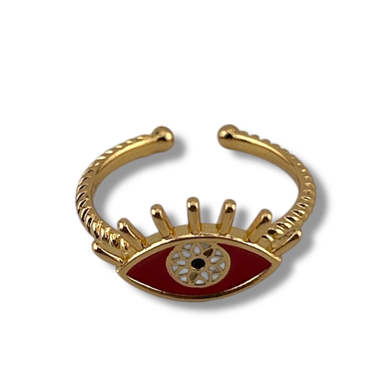 Crimson Eye Ring – Gold & Red