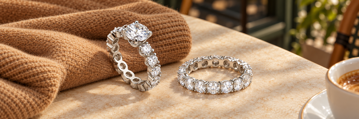 Poshewix Silver 925 collection styled on a warm café table with camel knit