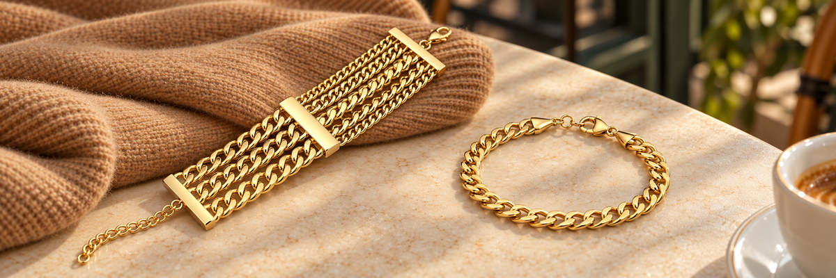 Poshewix Best Sellers collection styled on a warm café table with camel knit