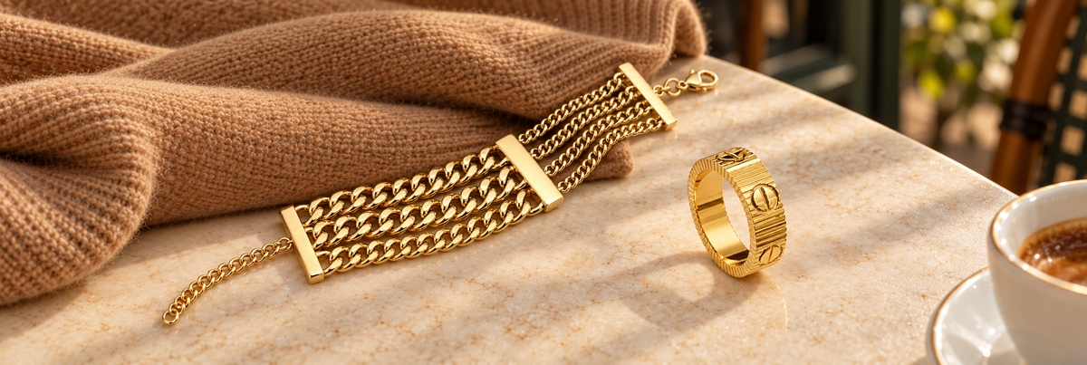 Poshewix Gifts under 20 USD collection styled on a warm café table with camel knit
