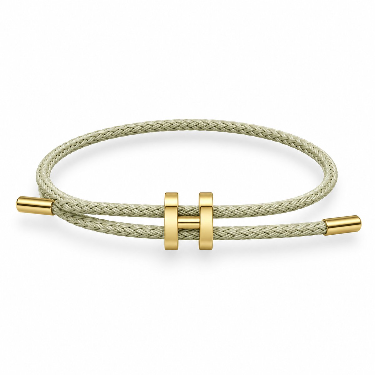 H Bracelet with Gold Interlock Clasp