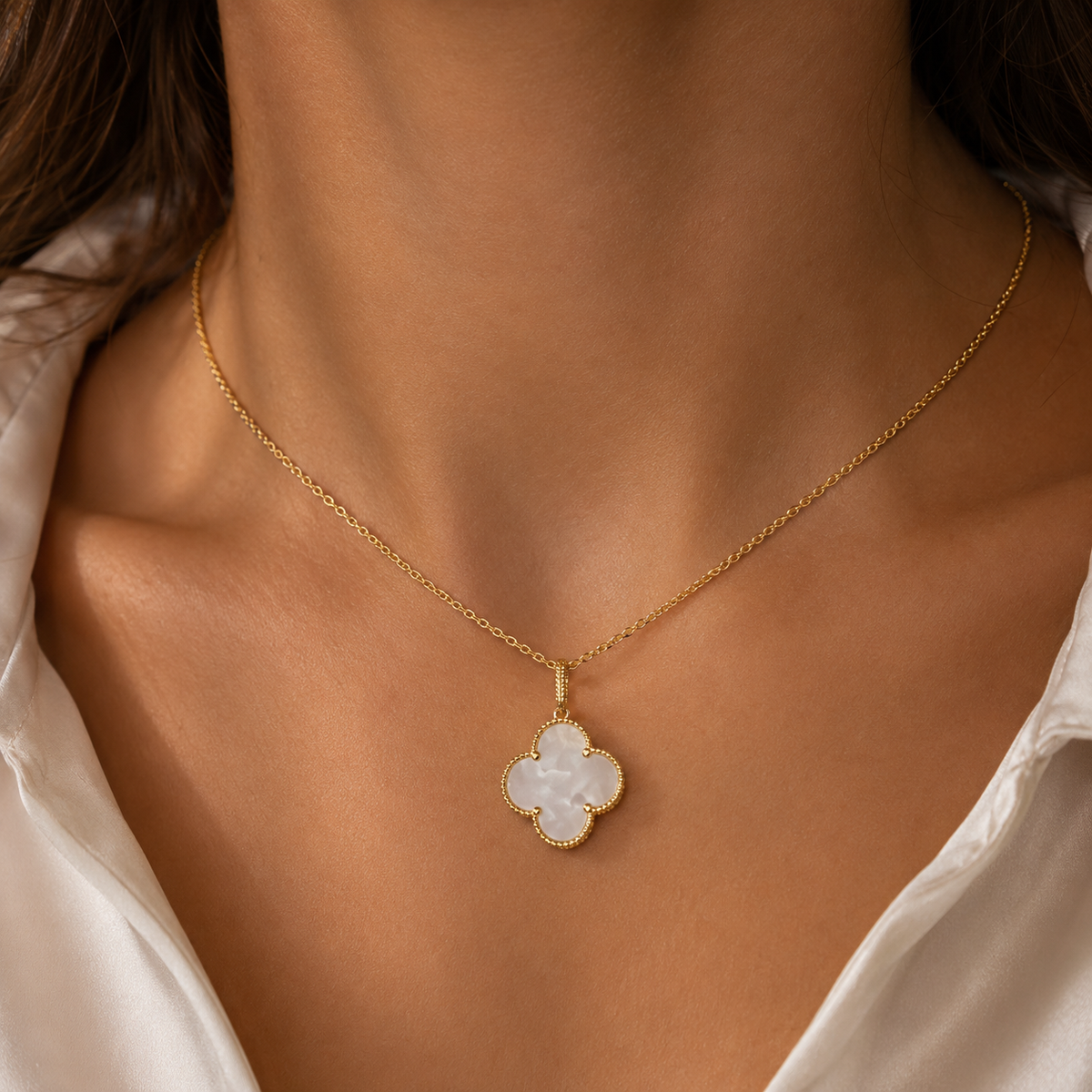 Clover Pendant Necklace – 18K Gold-Plated(45cm)