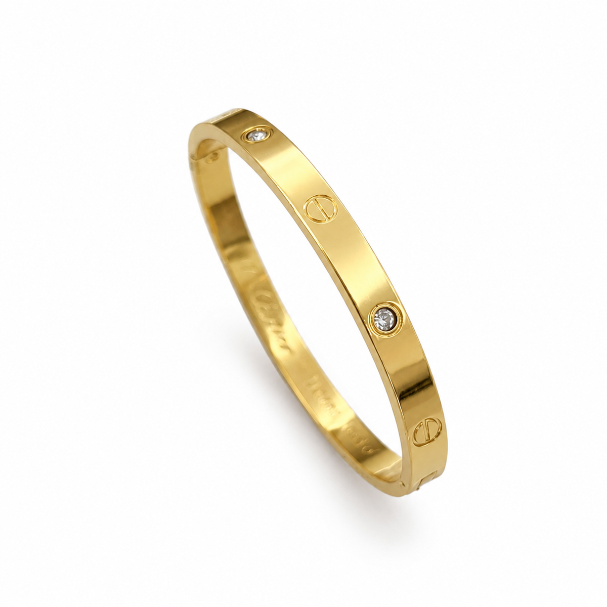 Fadar with stone love golden Screw Motif Bangle