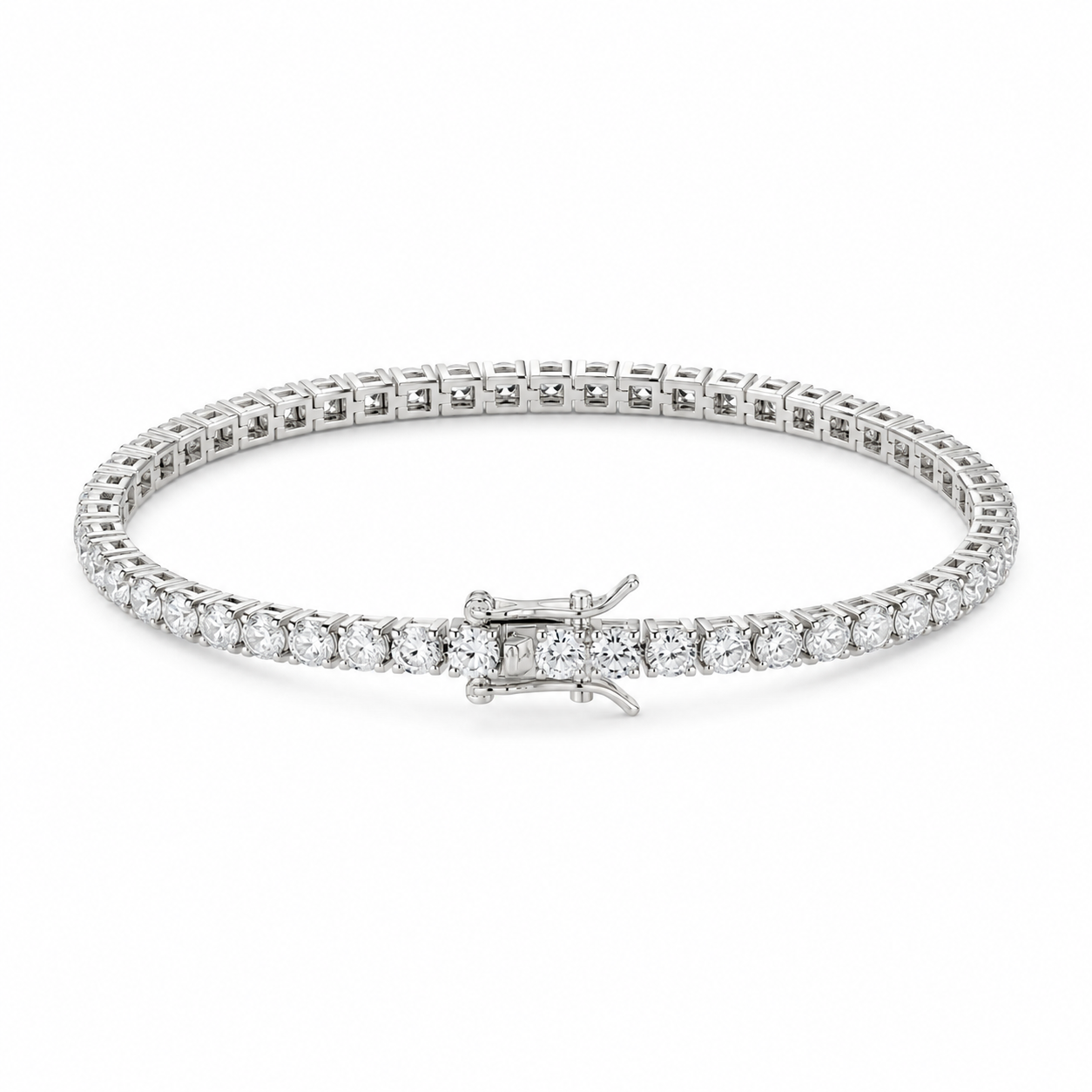 stainless steel Cubic Zirconia Silver color Tennis Bracelet ( 3mm )