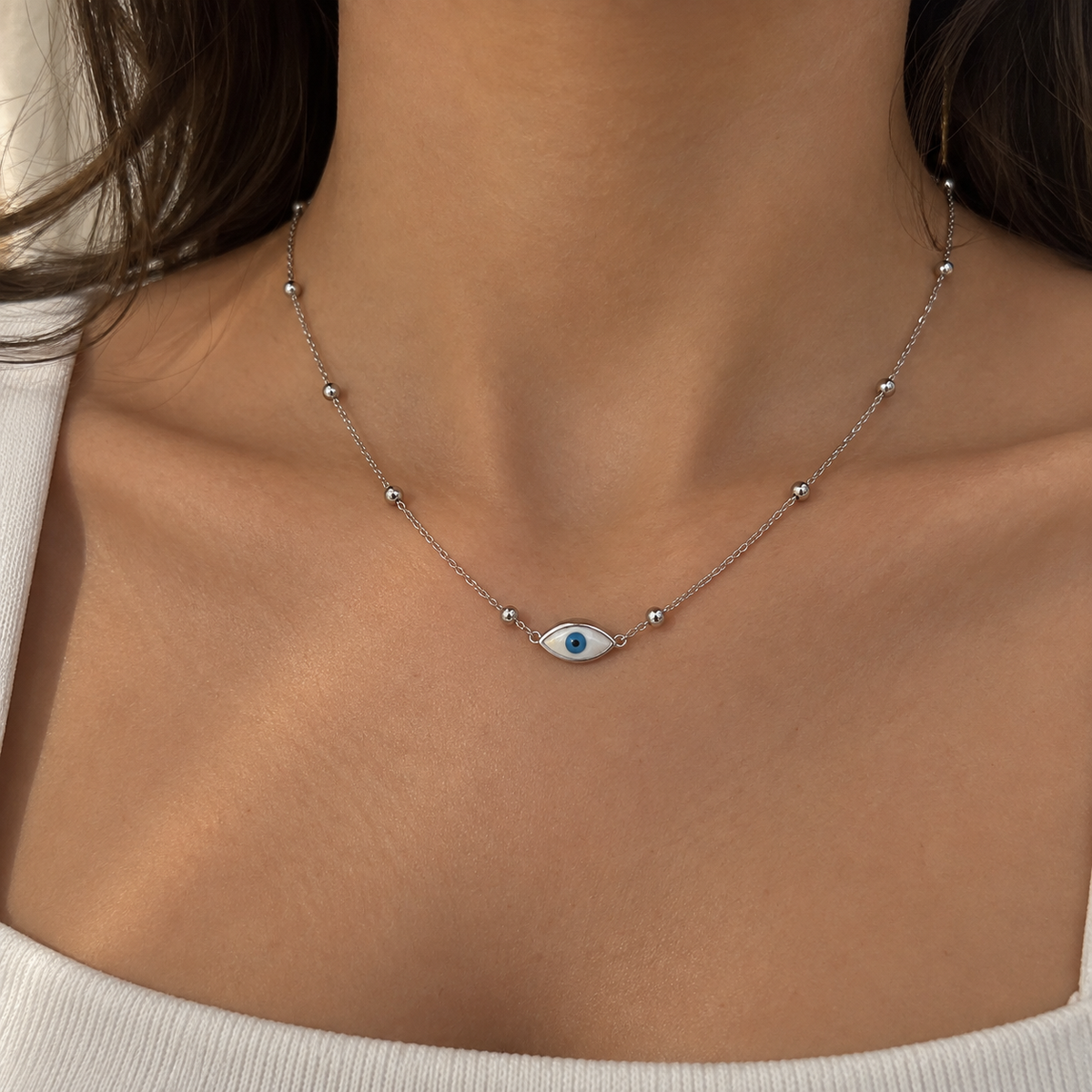 Mini Evil Eye Beaded Necklace – Gold Plated Protection Charm