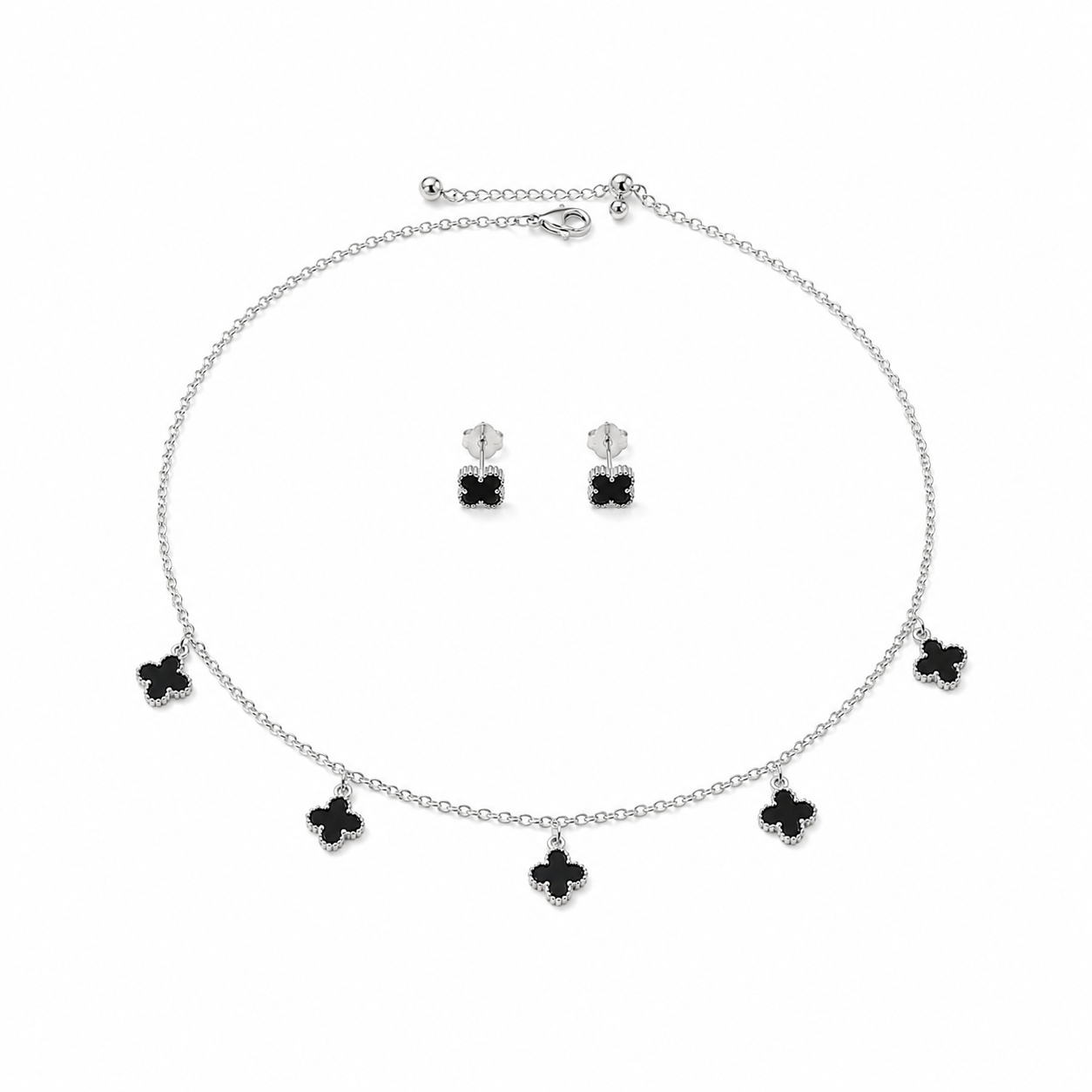 VANCLEEF Necklace & Earrings Set – 18K Gold-Plated Elegance