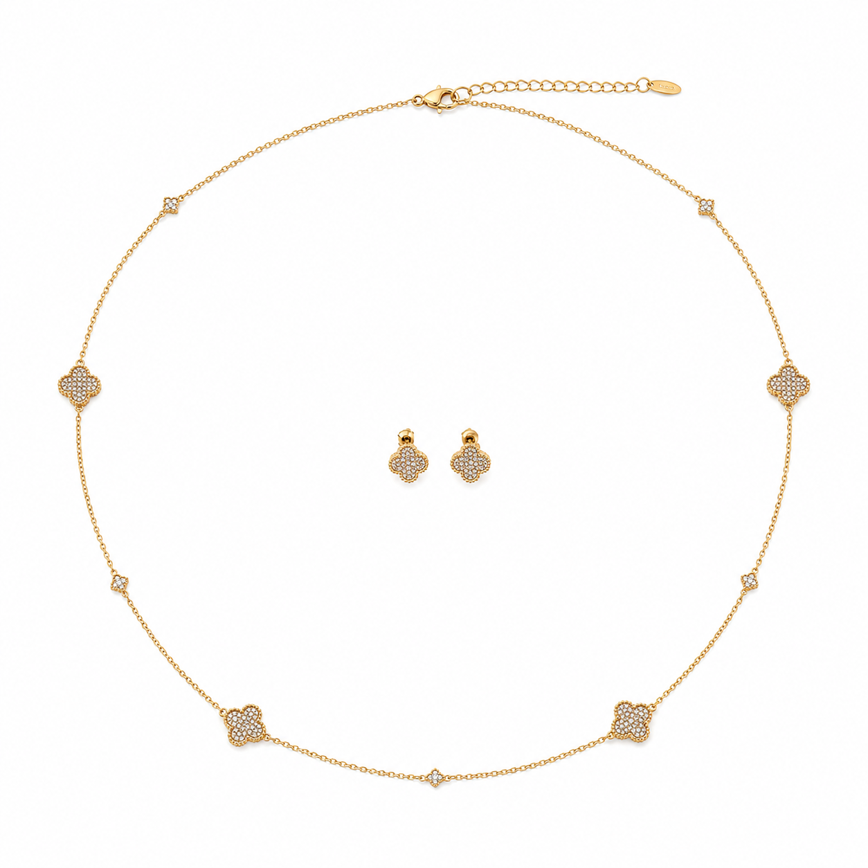 Vancleef crystal stone Necklace & Earrings Set