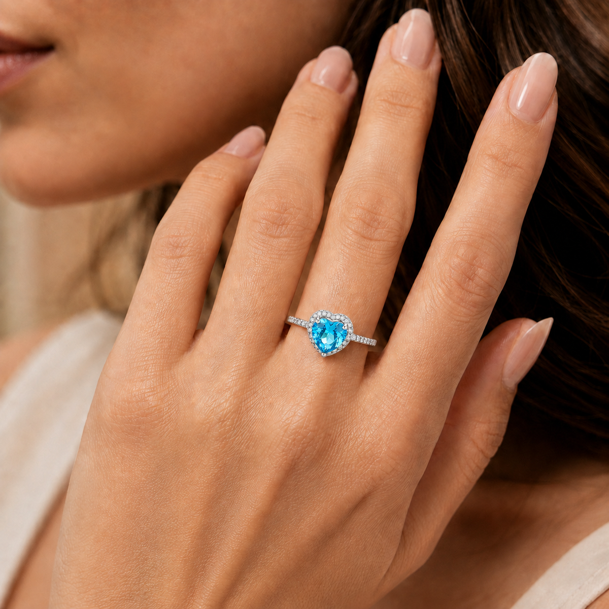 Crystal Heart Solitaire promise Ring