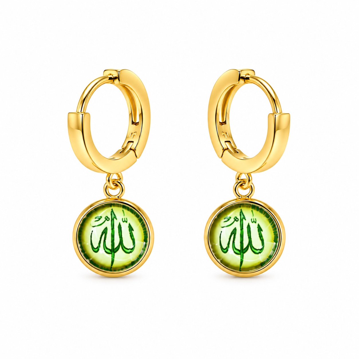 Allah Calligraphy Drop Earrings – 18K Gold-Plated ✨