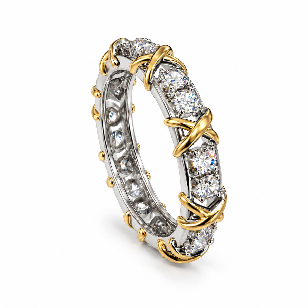 XO Dual-Tone Crown Sparkle Ring