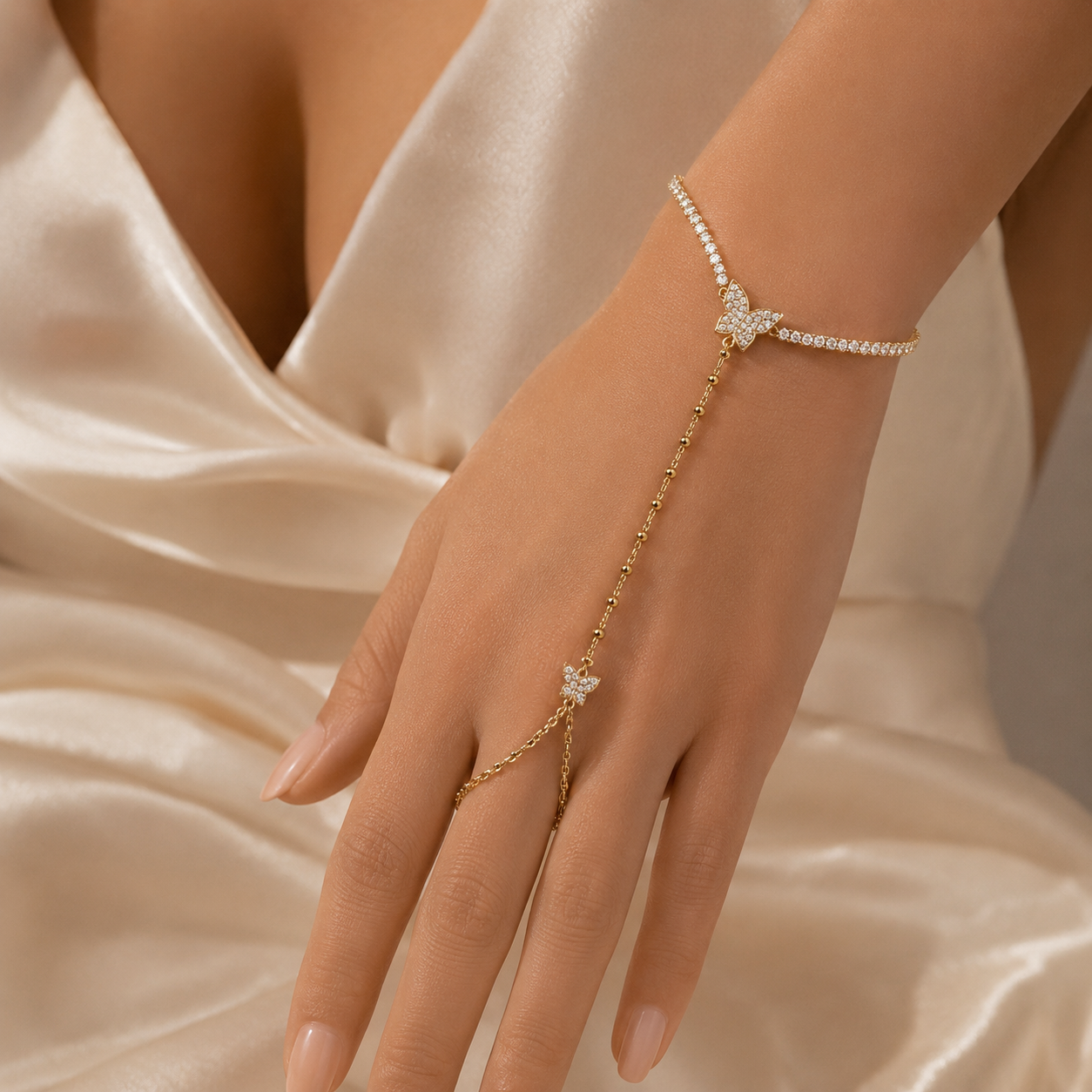 Butterfly Charm Hand Chain Bracelet