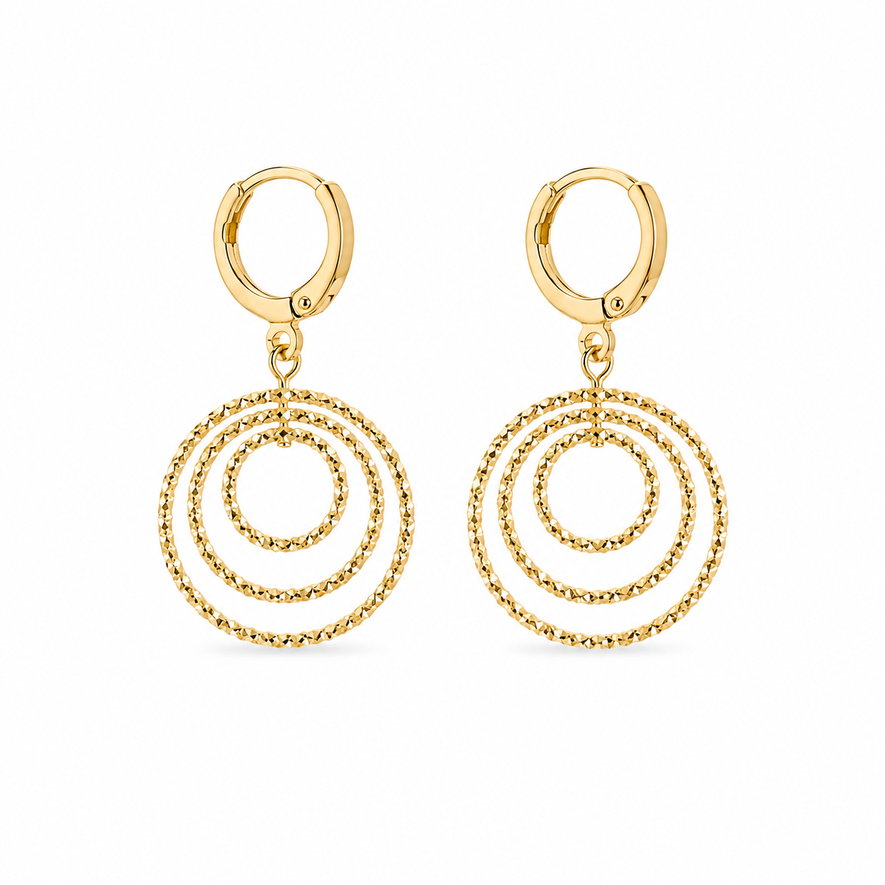 Triple Circle Drop Earrings – Bold Radiance ✨