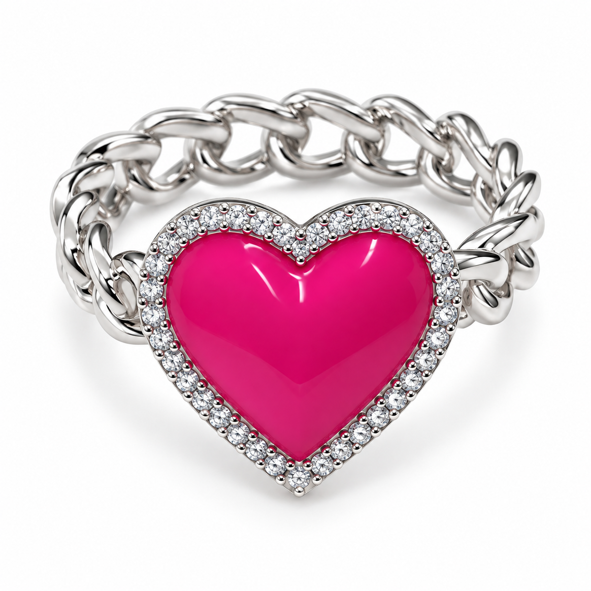 Enchanted Heart Chain Rings – Silver Finish