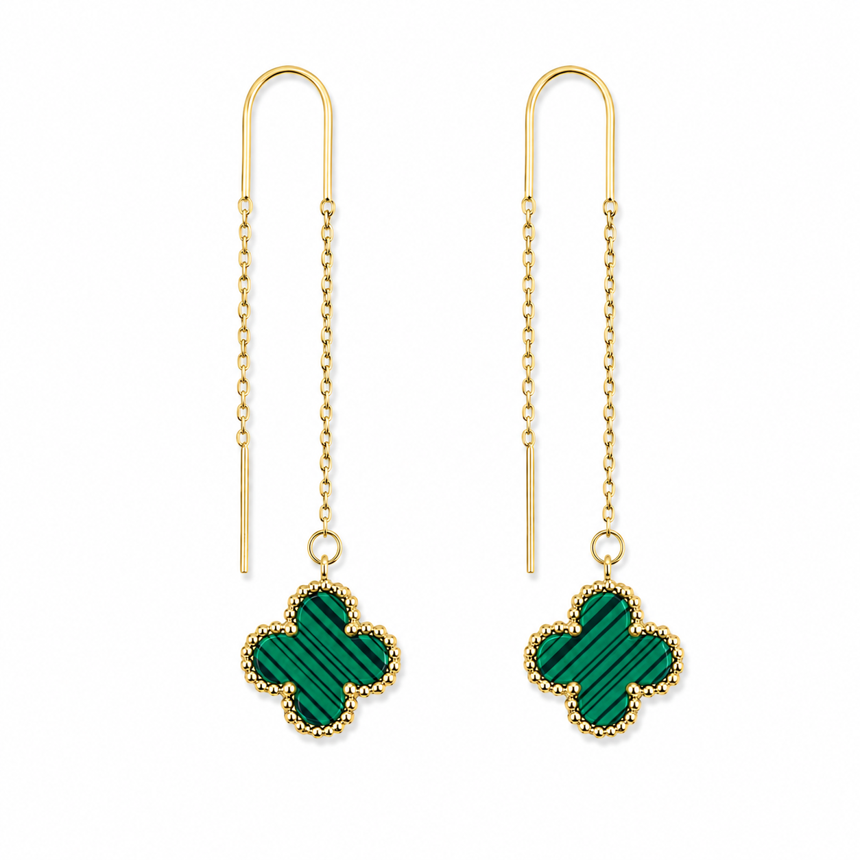 Vancleef Threader Earrings – Black & Green