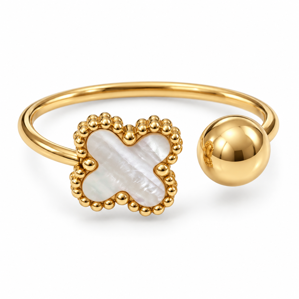 Golden Ball Clover Ring – Radiate Grace & Light