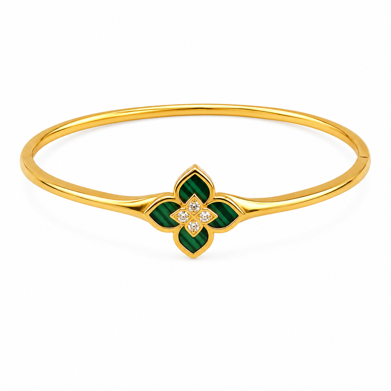 🌸 Floral Elegance Bangle Collection – White | Black | Green | 18K Gold Plated