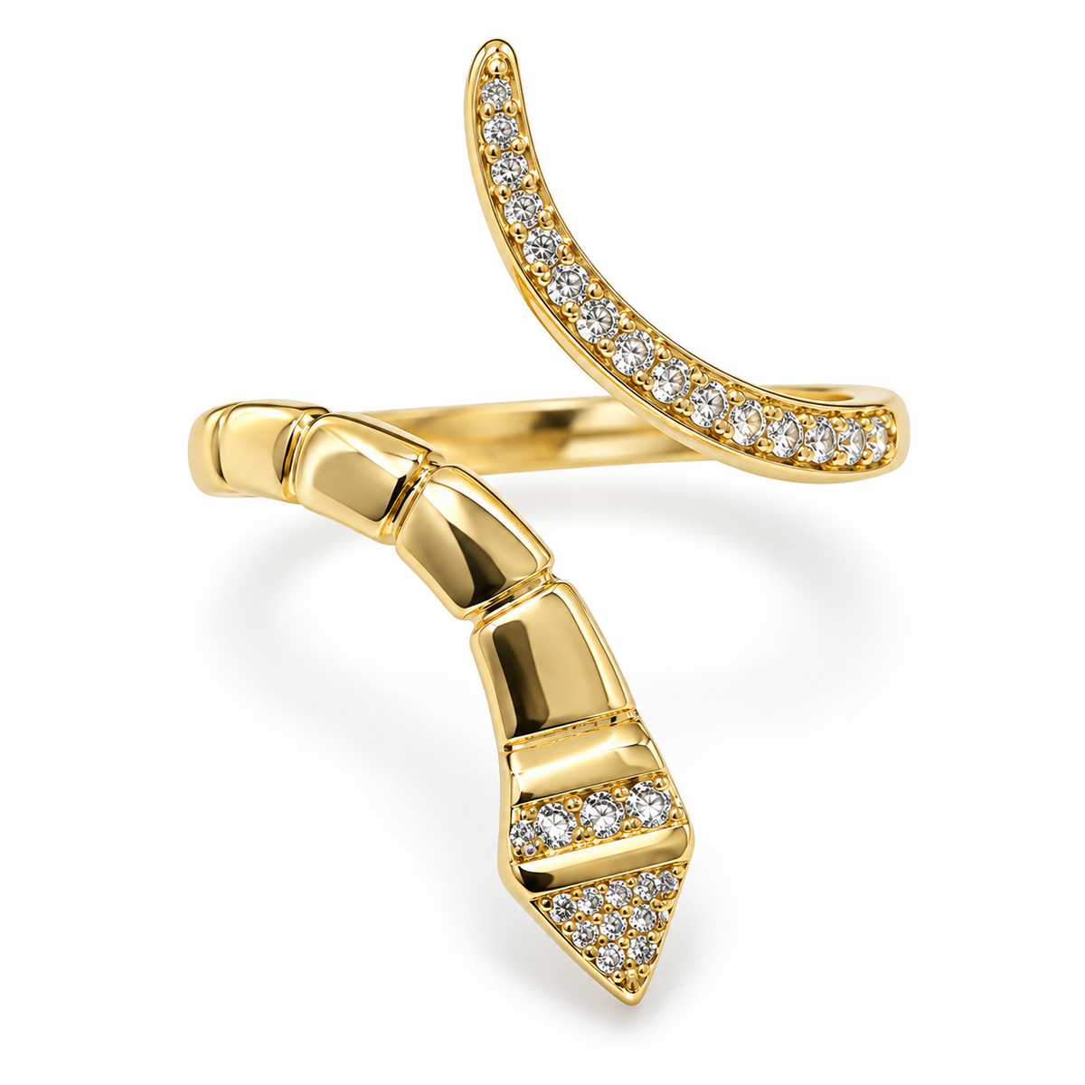 Snake Crystal Wrap Open Ring