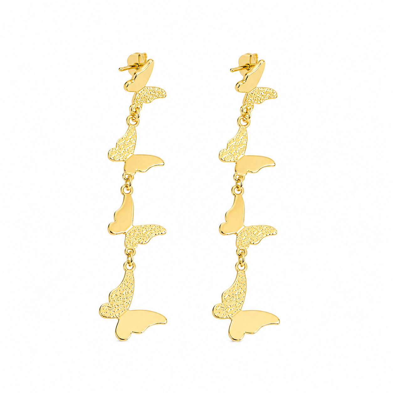Golden Butterfly Cascade Earrings – Dainty & Dreamy