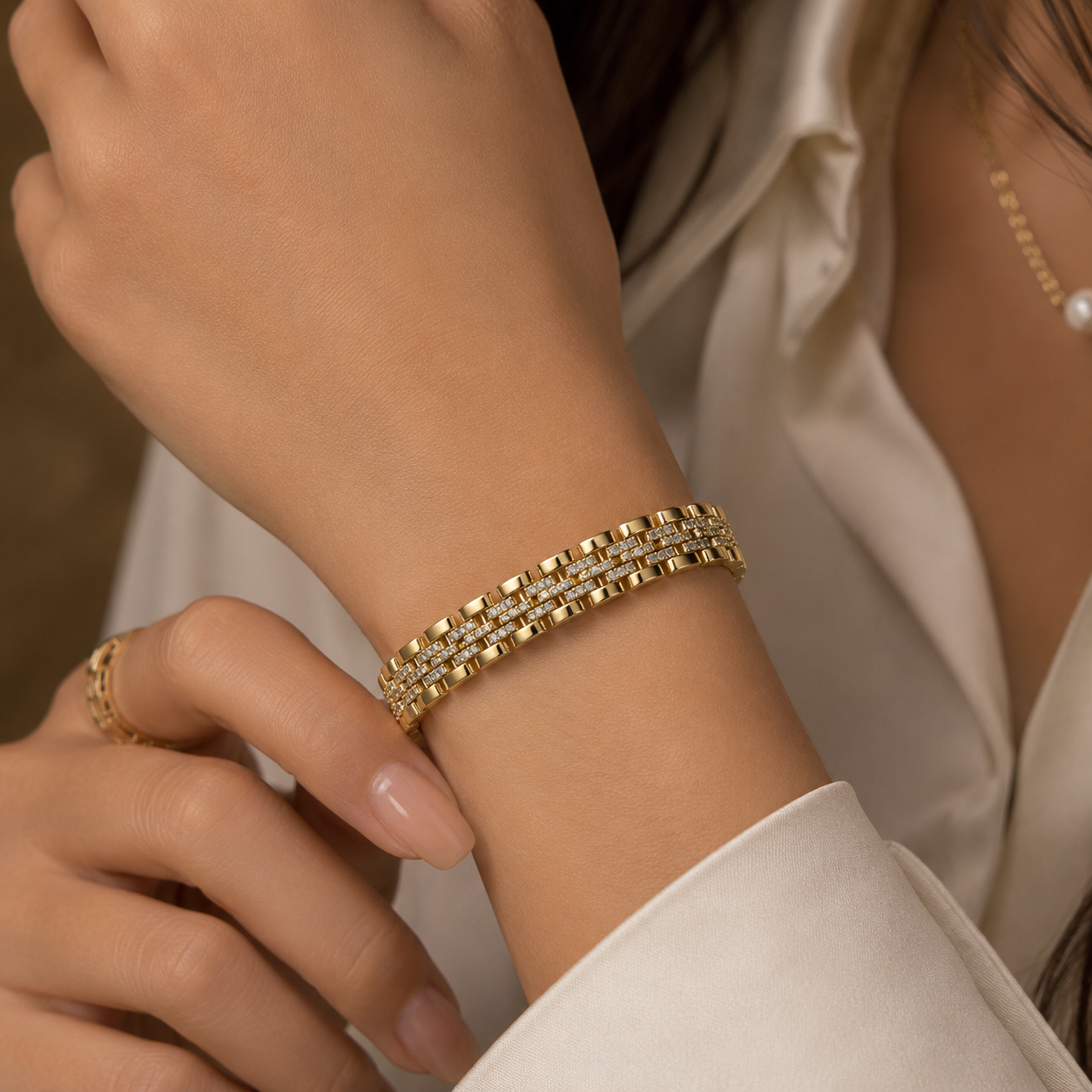 VIP Rolex Triple Crystal Bracelet(9mm)