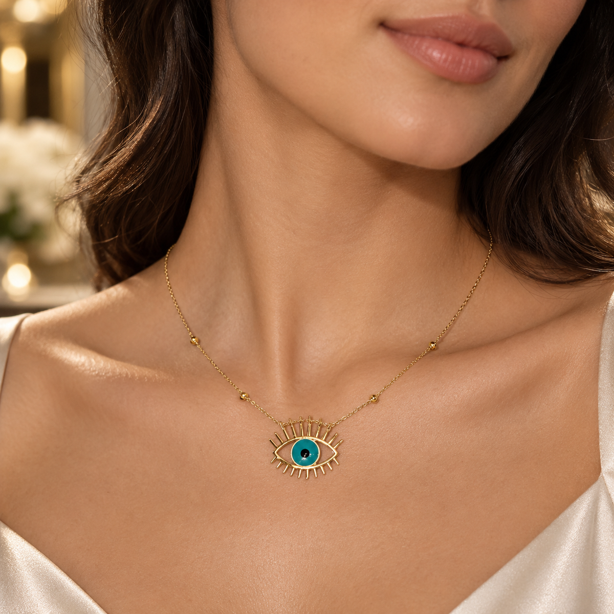 AURA Eye Necklace – Gold Evil Eye Protector