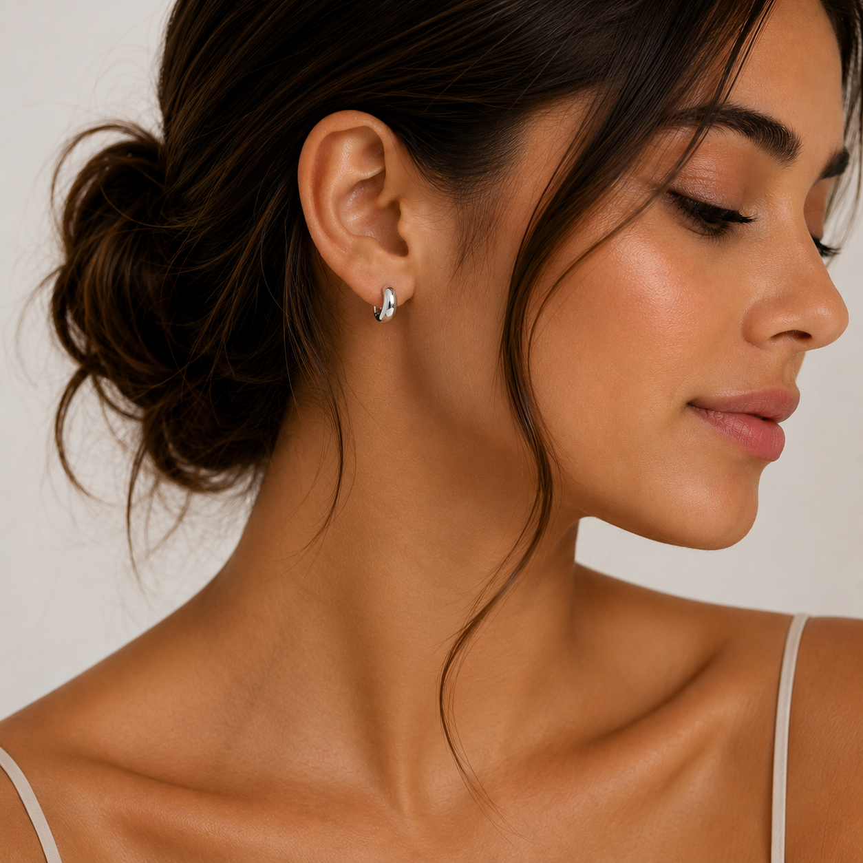 Classic Silver color Chunky Hoops earrings