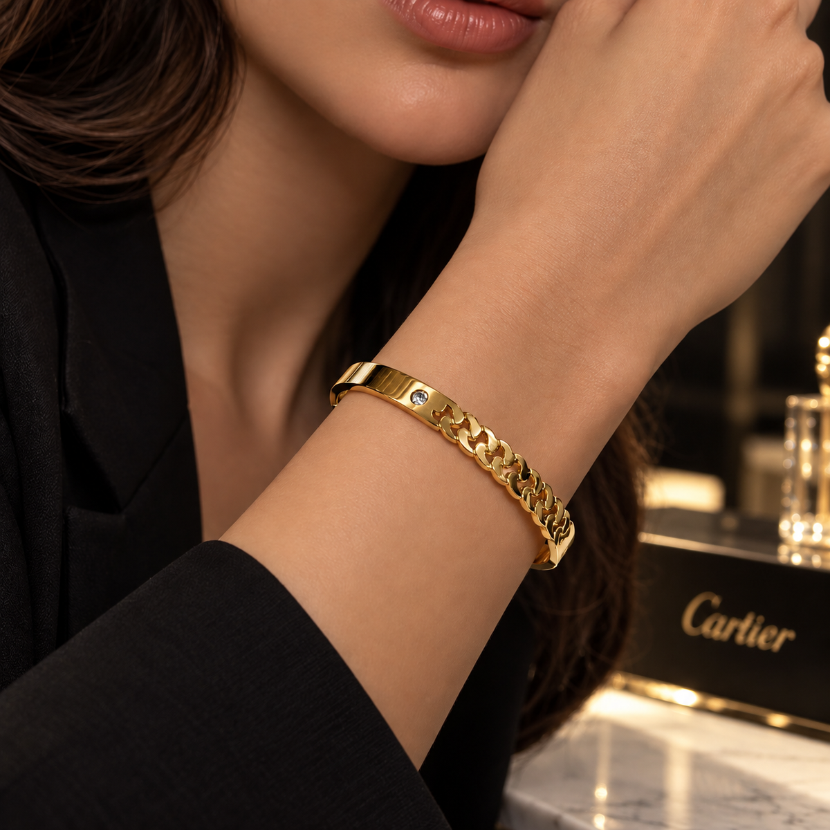 Crystal Cuban Link Bangle