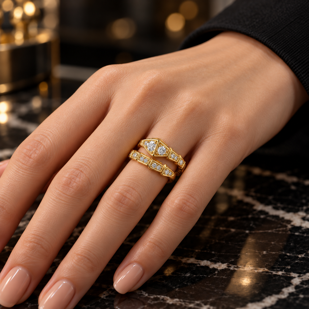 Snake Spark Wrap Ring – Modern Elegance