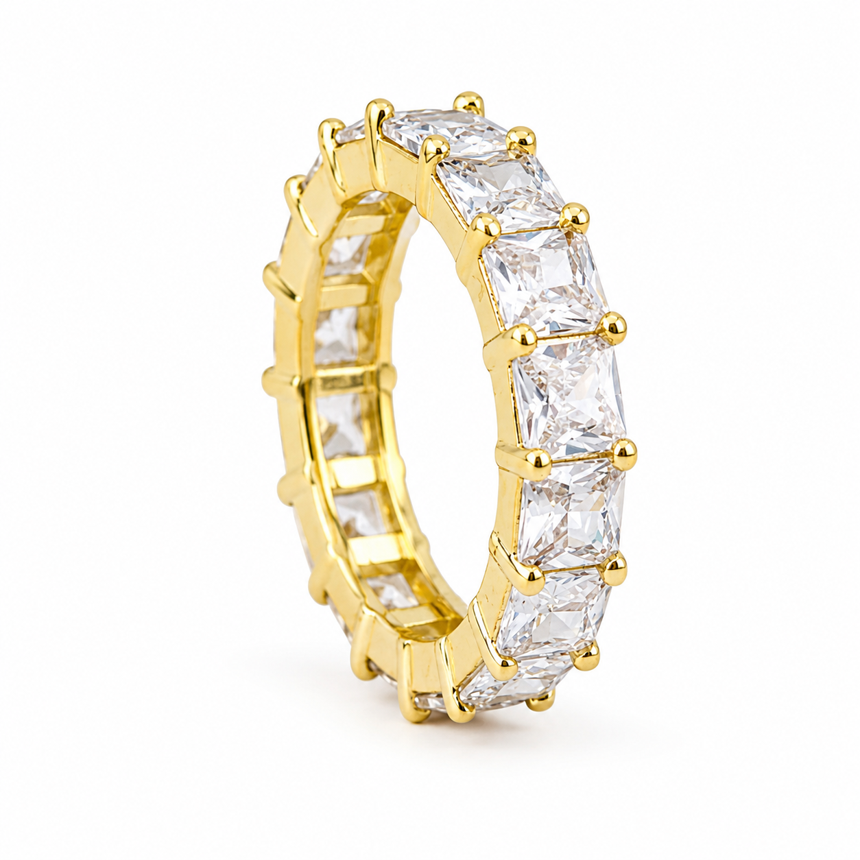 tennis ring square-Cut eternity Ring (18K Gold-Plated) 💛