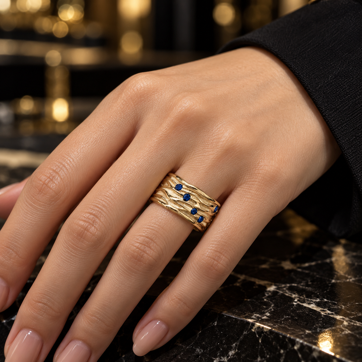 Crimson Wave Ring – Gold & Ruby
