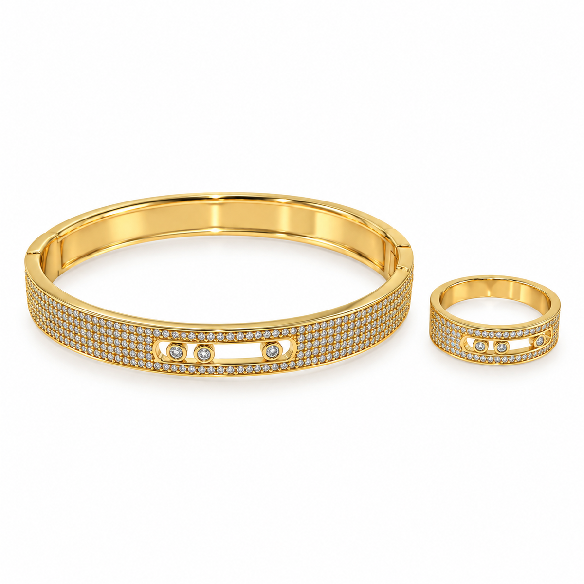 Gold Pavé Crystal Bangle – Luxury Sparkling Bracelet